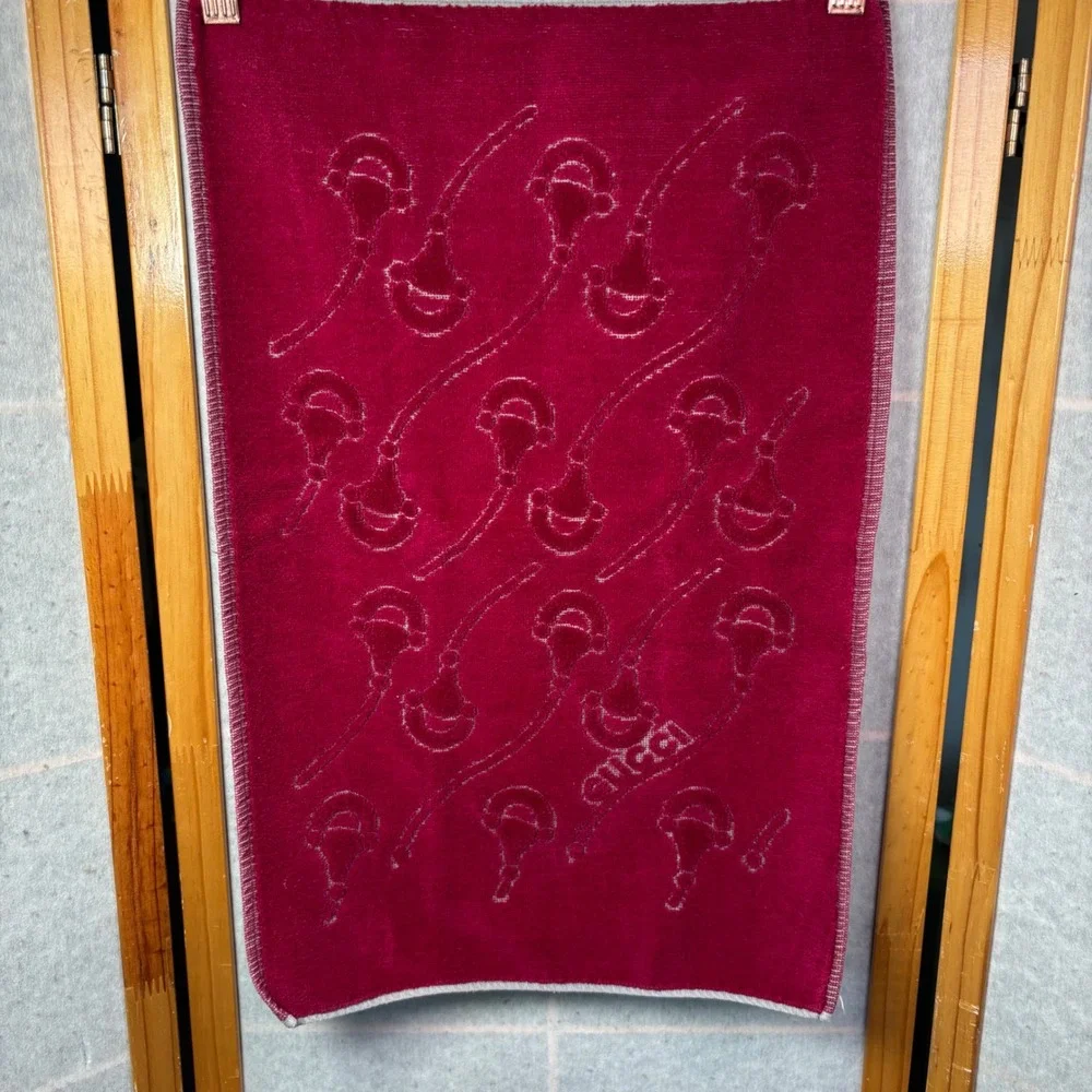 Vintage Gucci‎ Towel Set 5 Piece Burgundy Cotton Horsebit Stirrup Monogram Auth